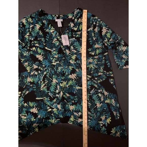 Catherines 3/4 Sleeve Easy‎ Fit Tunic Top Plus Size 1X New 18/20W Blouse Green - Picture 8 of 9